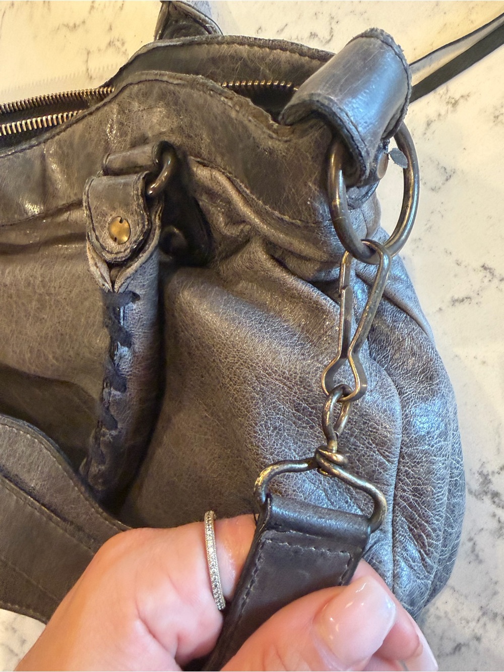 Balenciaga Distressed Black Leather Shoulder Bag - Picture 9 of 10